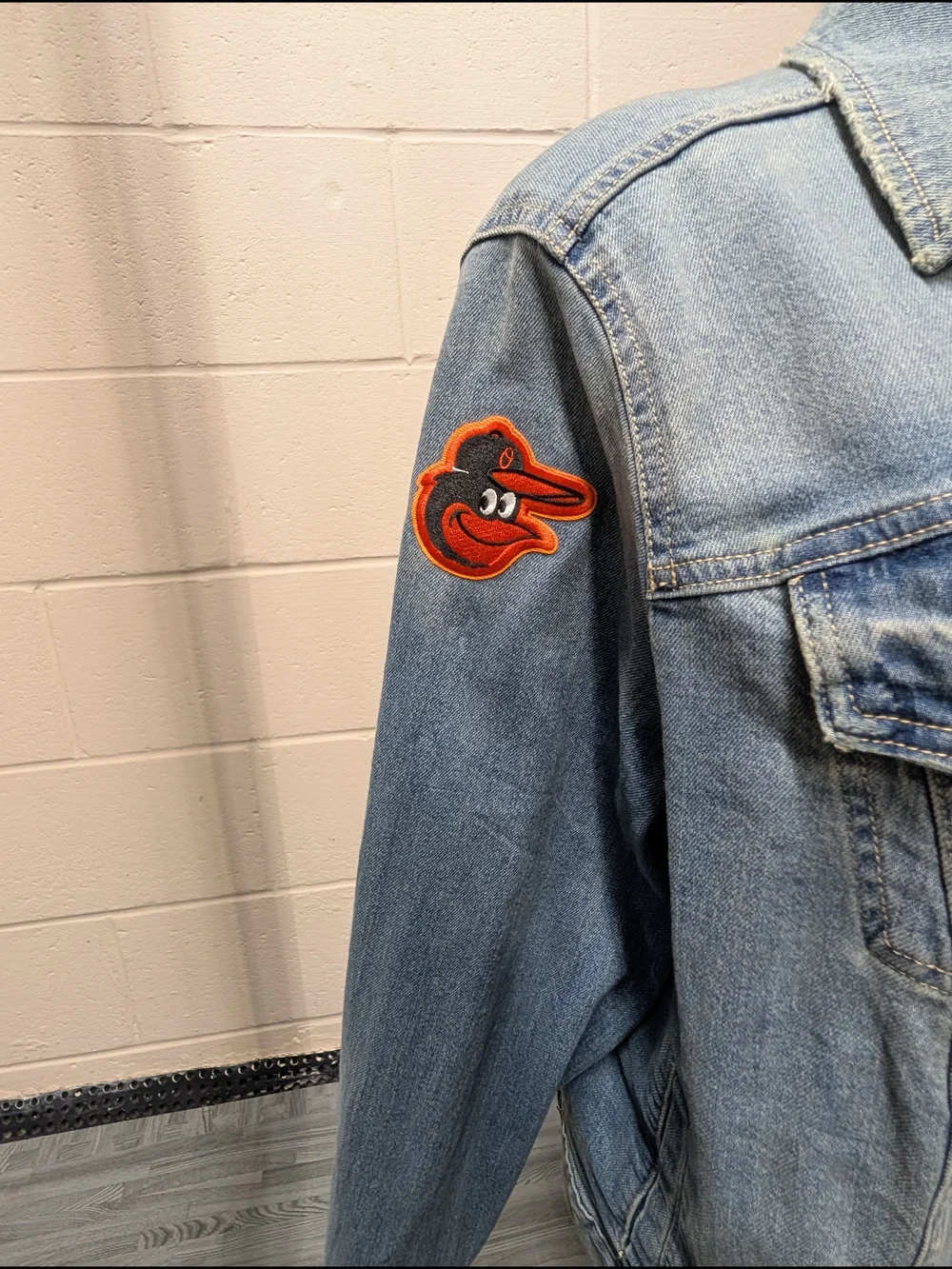 Baltimore Orioles Denim Jacket MLB Jean Coat Women 1X - Picture 4 of 7